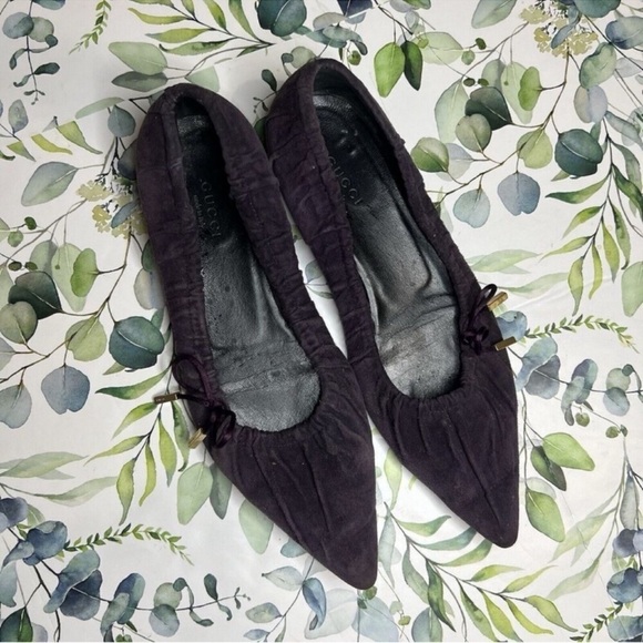 Gucci Purple Textured Suede Flats US 6 - Picture 2 of 7